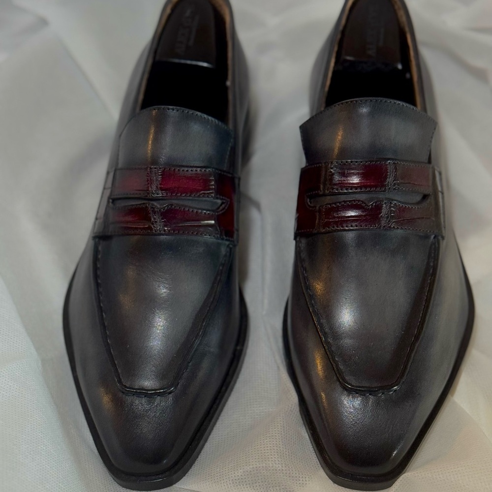 Size 42 handmade  croc trim loafer .